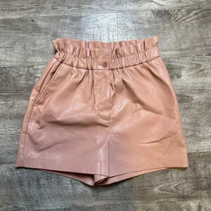 Wilfred Aritzia Speechless Faux Vegan Leather High Waisted Paper Bag Shorts 2